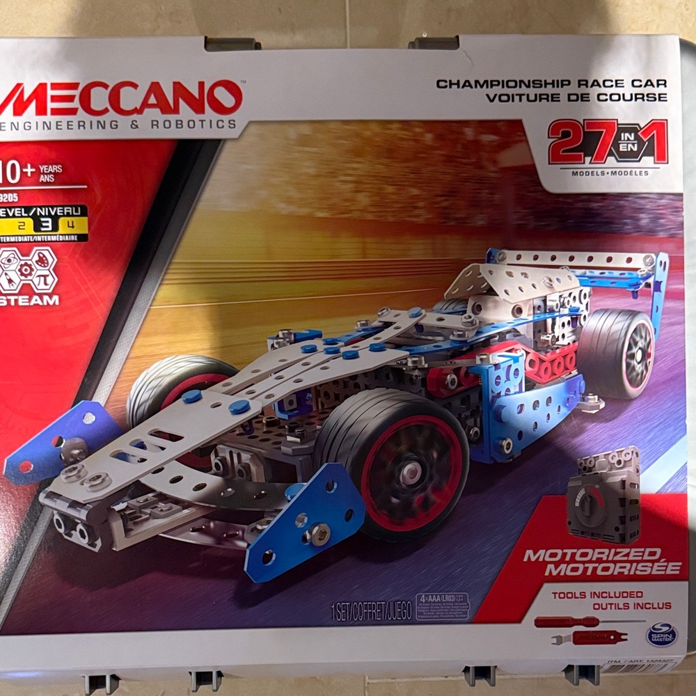 Mecca Championship Race Car Building Set - Blue and Silver